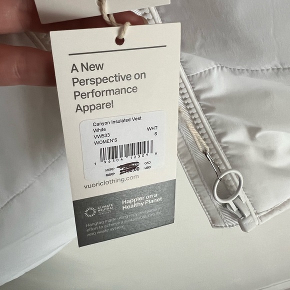 NWT - Vuori Canyon Insulated Vest - White Zip-Up Vest - Small - Picture 11 of 12